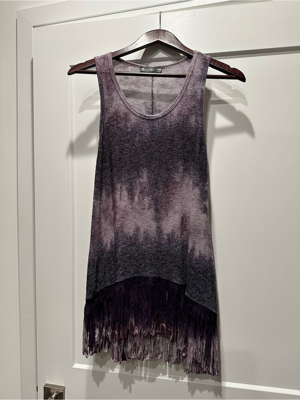 Tie-Dye Fringe Tank Top - Purple Ombre